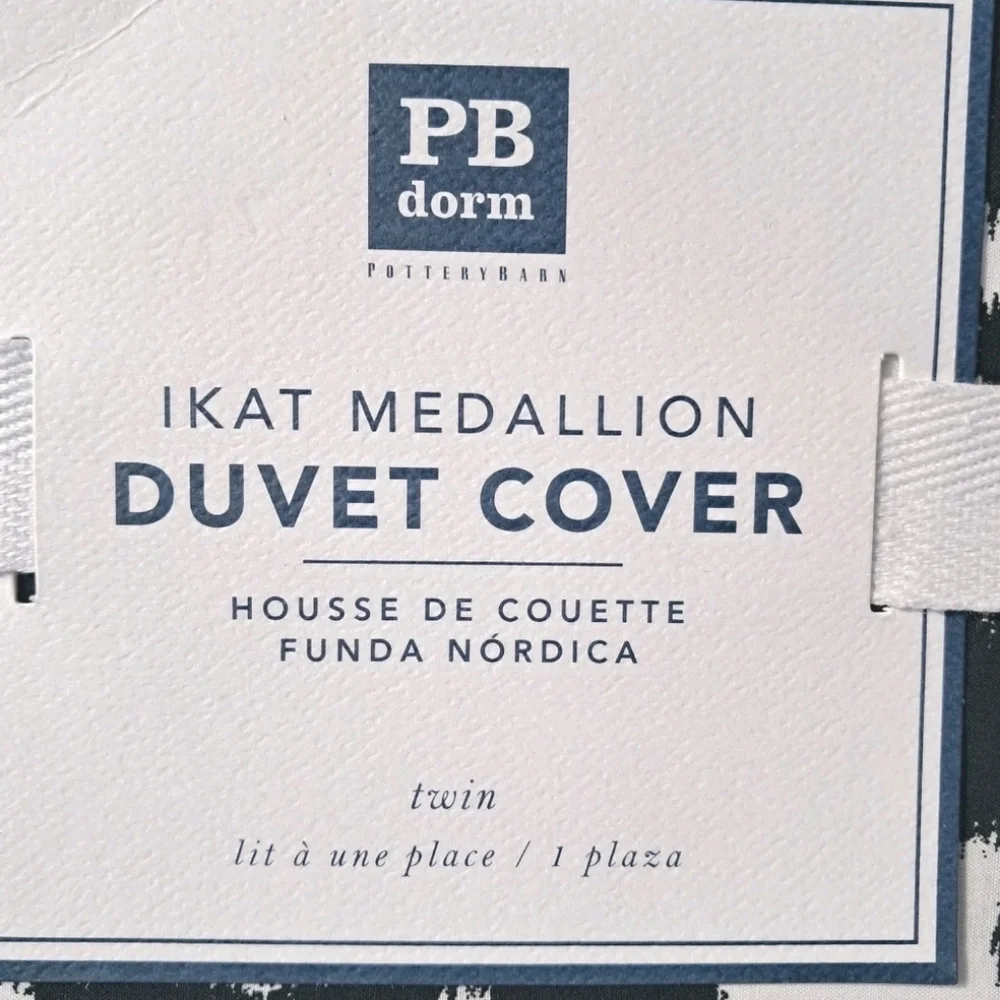 Pottery Barn Teen Ikat Medallion Duvet Cover Twin NWT 100% Cotton Black White